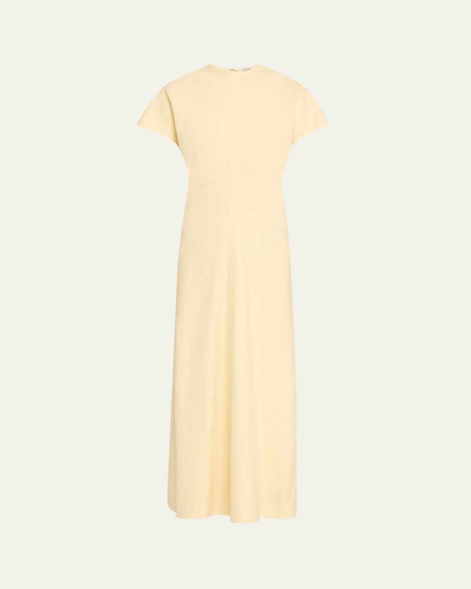 Slouch Waist Short-Sleeve Ankle Dress
